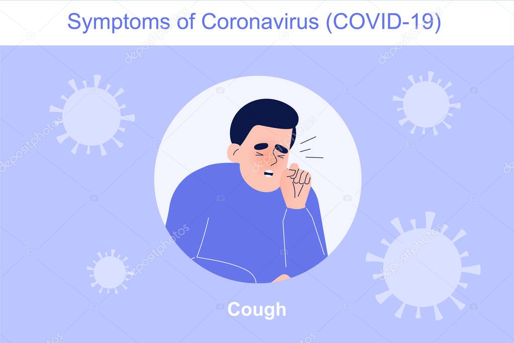 Symptoms of Coronavirus (COVID-19) novel. Coronavirus protection concept. Cough. Infographics vector illustration