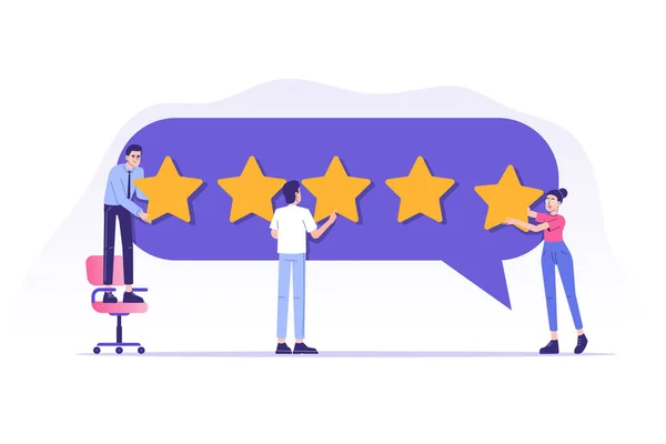 Customer Review Feedback Concept People Giving Five Star Feedback Choosing — Stock Vector