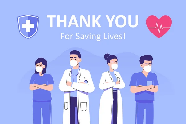 Doctors Saving Lives Concept Thank You Doctors Nurses Medical Personnel — Stock Vector