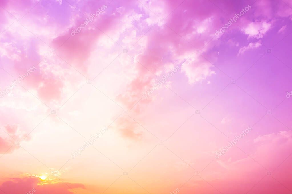 white sunshine light with pink and purple light in clouds and sky