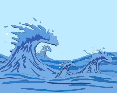 Mavi okyanusta dalga ve gökyüzü arka planı, doğa arka planı