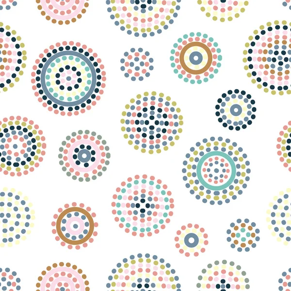 Pastell Kreis weißer Hintergrund abstrakte nahtlose Druck Hintergrunddesign — Stockvektor