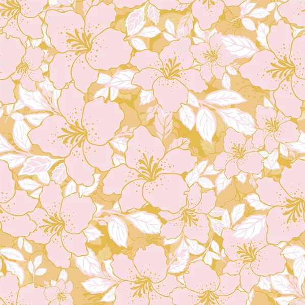Pink lily flower mustard background gradient seamless print background design — Stock Vector