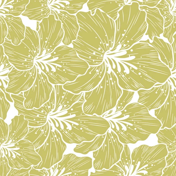 Senf Lilie Blume weißer Hintergrund nahtlosen Druck Hintergrunddesign — Stockvektor