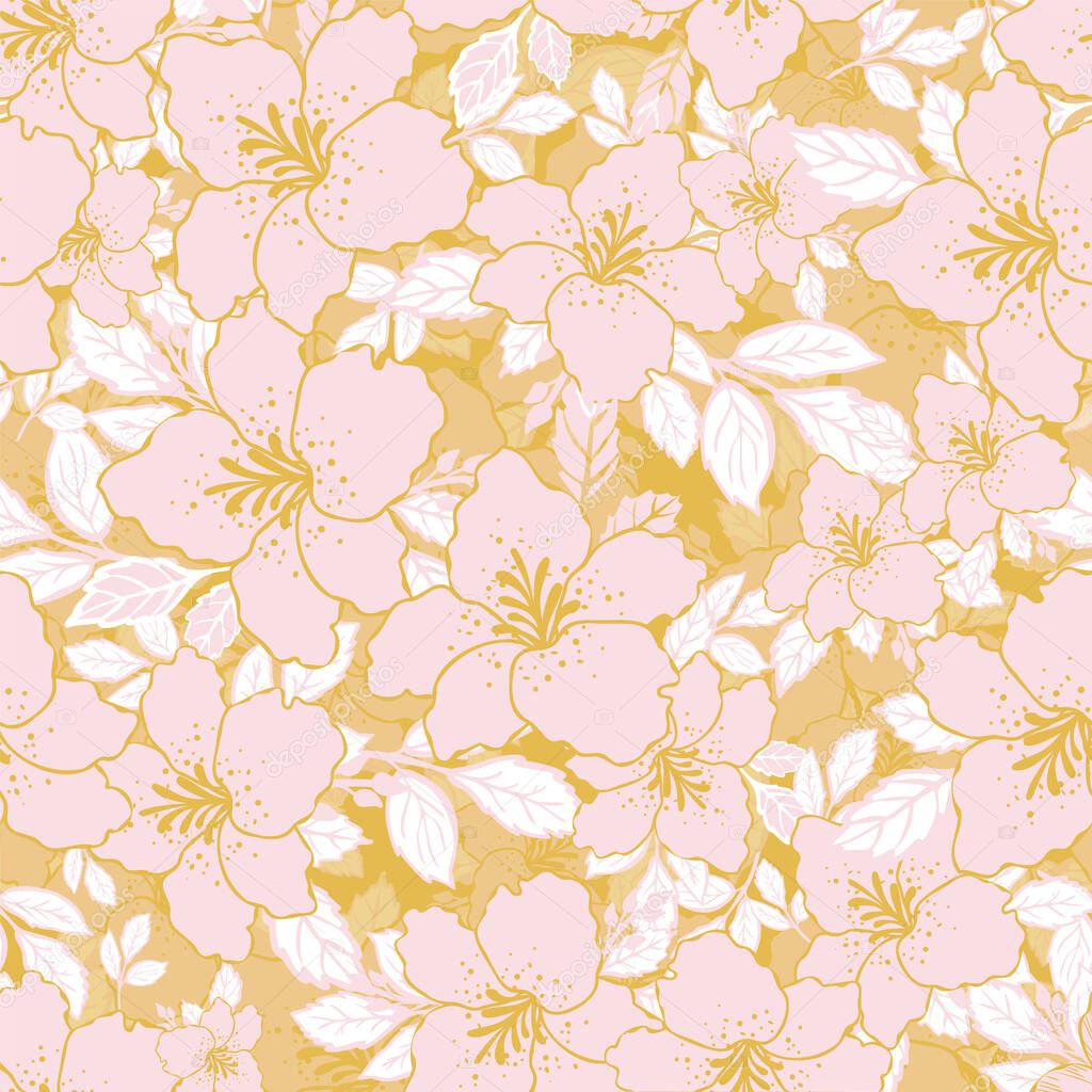 pink lily flower mustard background gradient seamless print background design