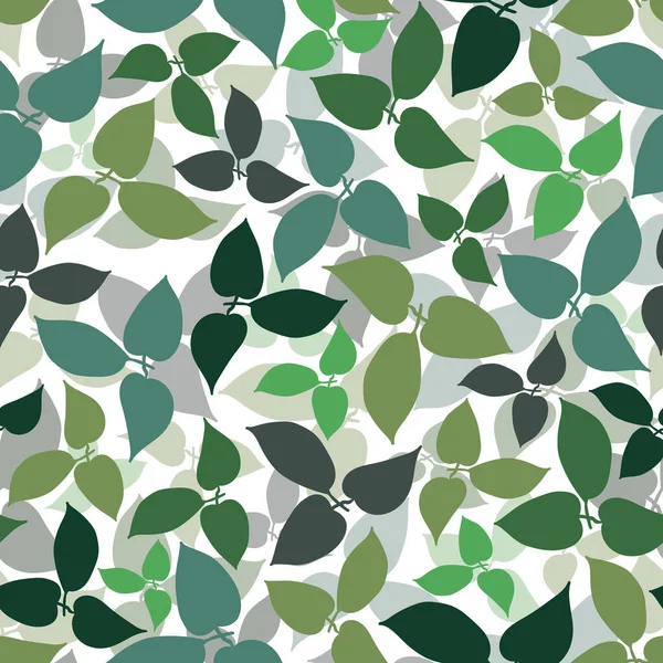 Folha verde allover gradiente fundo branco design — Vetor de Stock