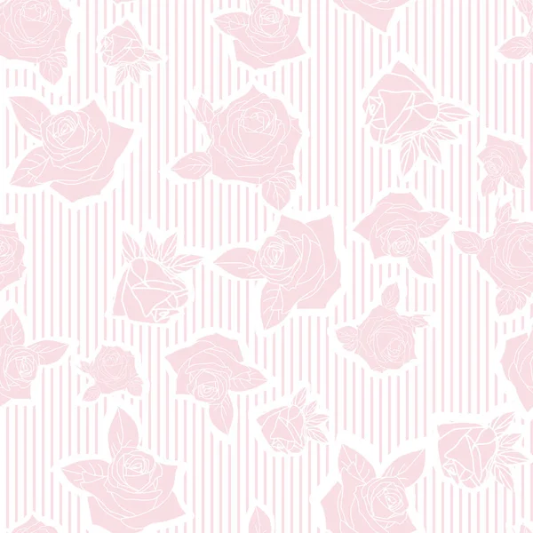 Rosa rosa morden fiore foglia striscia strutturato bianco sfondo disegno — Vettoriale Stock