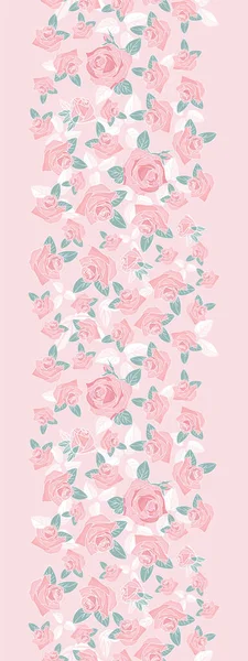 Růžová růže morden květinový list horizontální okraj bílá pozadí design — Stockový vektor