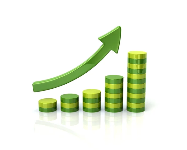 Gráfico de negócios verde e seta para cima — Fotografia de Stock