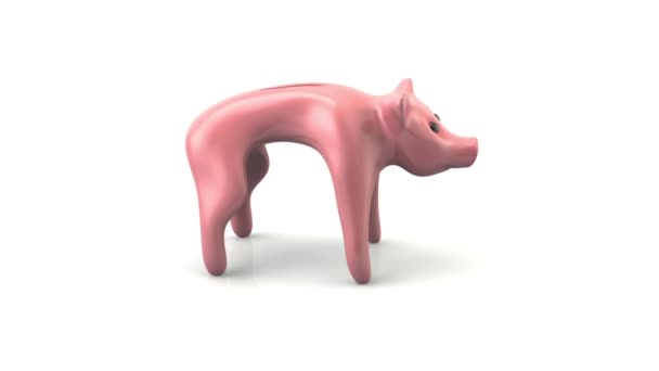Sparschwein gefüllt mit Münzen — Stockvideo