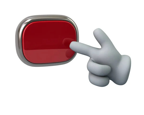 Hand mit rotem Knopf — Stockfoto