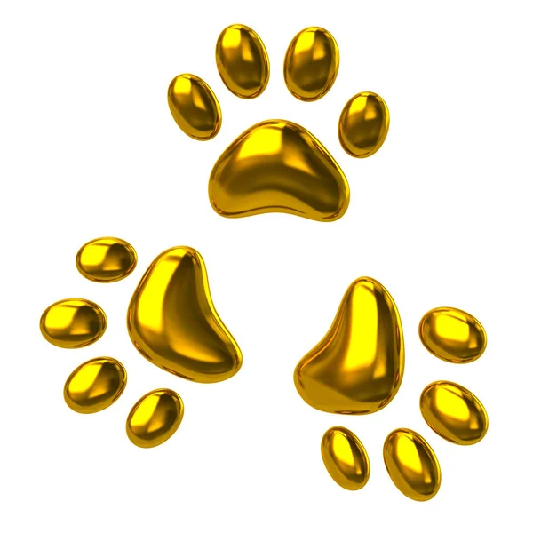 Trzy złote zwierzę łapy — Zdjęcie stockowe