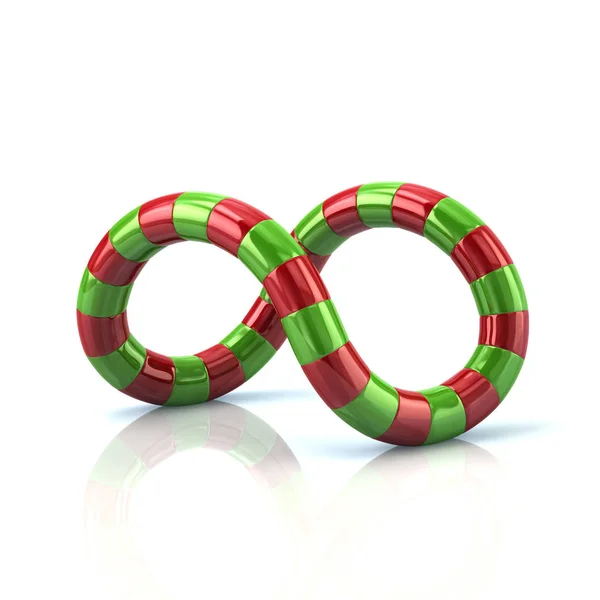 Zielona i czerwona nieskończoność symbol renderowania 3d — Zdjęcie stockowe