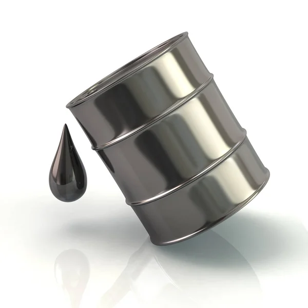 실버 배럴 석유 아이콘 3d 렌더링 — 스톡 사진