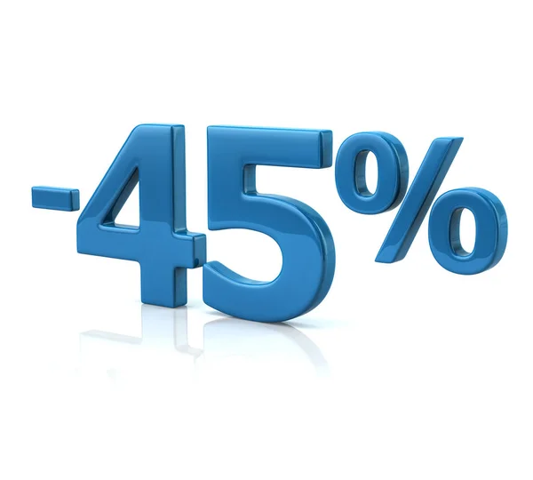 Quarenta e cinco por cento desconto em letras azuis — Fotografia de Stock
