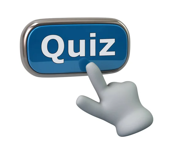 Hand pressing quiz button — Stock Photo, Image