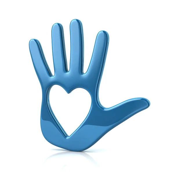 Blue hand with heart — Stock Photo, Image