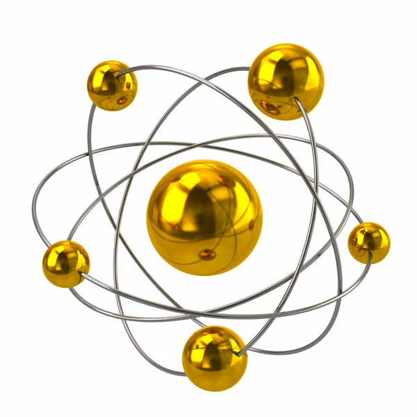 Goldenes Atom-Molekül — Stockfoto