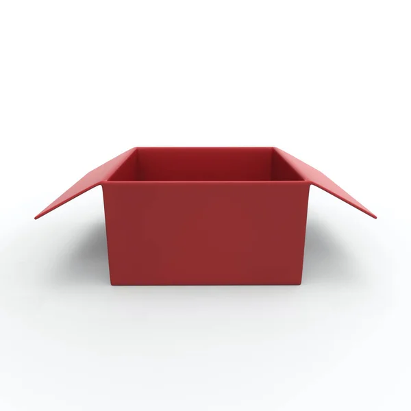 Caixa vermelha aberta 3d renderização — Fotografia de Stock