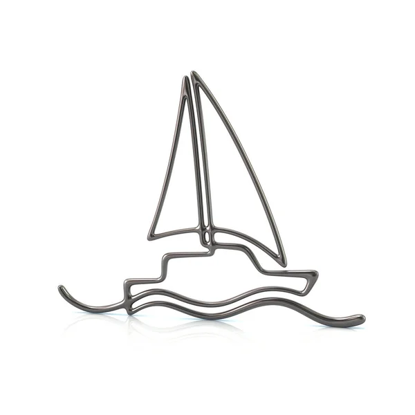 Silbernes Segelboot 3d Illustration — Stockfoto