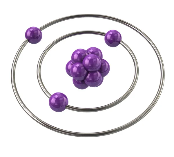 紫色的原子三维图 — 图库照片