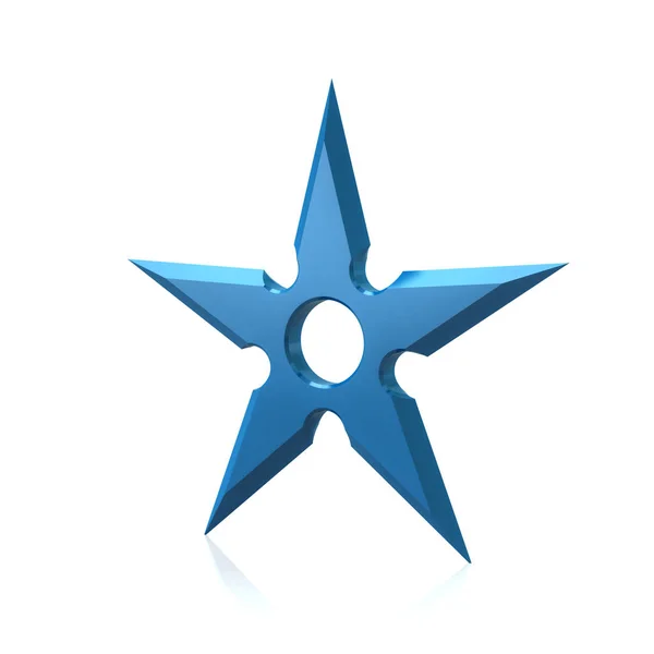 Ilustración azul shuriken 3d — Foto de Stock