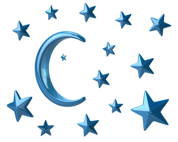 Blauer Mond und Sterne — Stockfoto