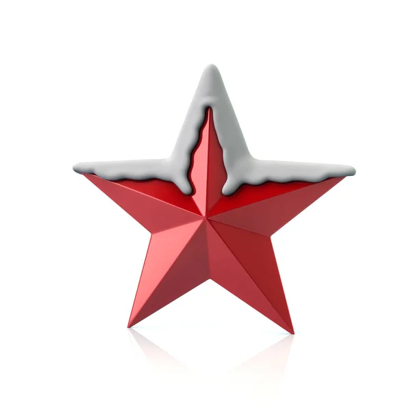 Red star with snow — Stock Photo, Image