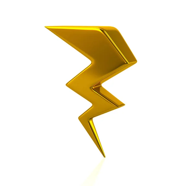 Złotej błyskawicy ikona ilustracja 3d — Zdjęcie stockowe