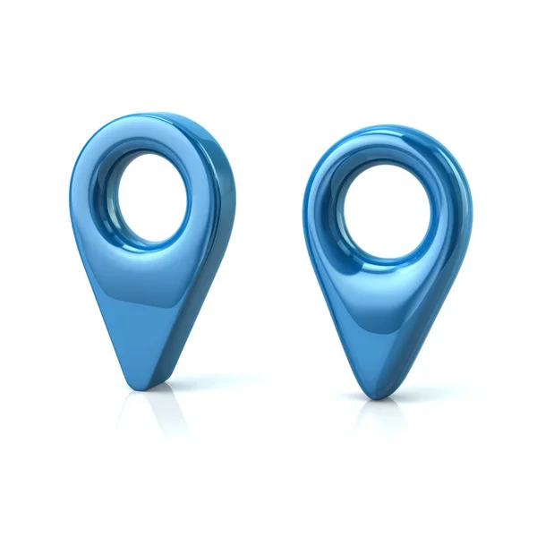 Two blue map pins 3d illustration — Stock Photo, Image