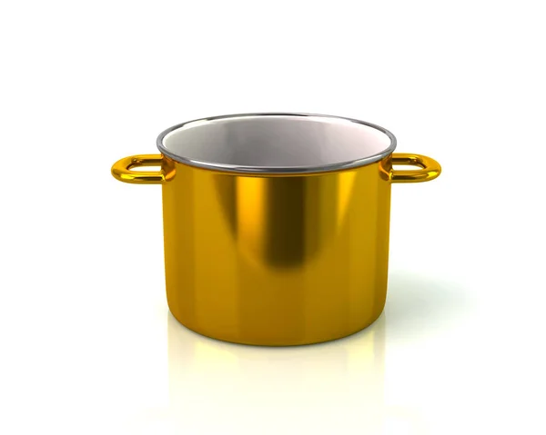 Golden saucepan ícone 3d renderização — Fotografia de Stock