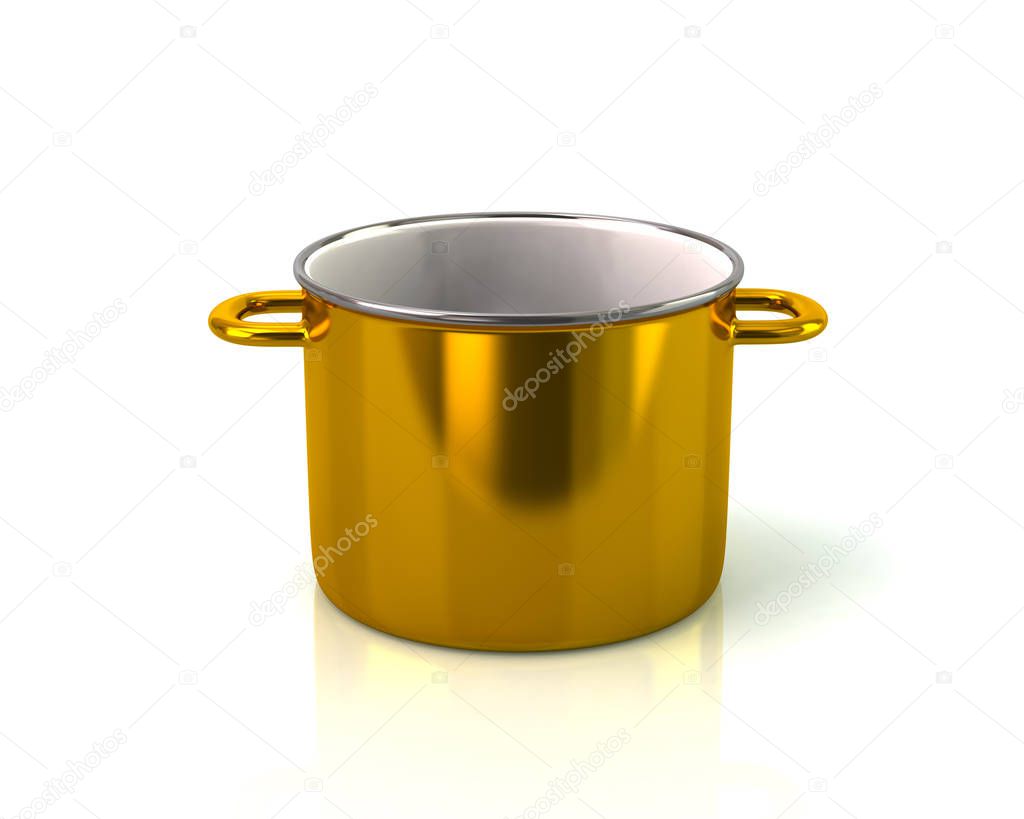 Golden saucepan icon 3d rendering