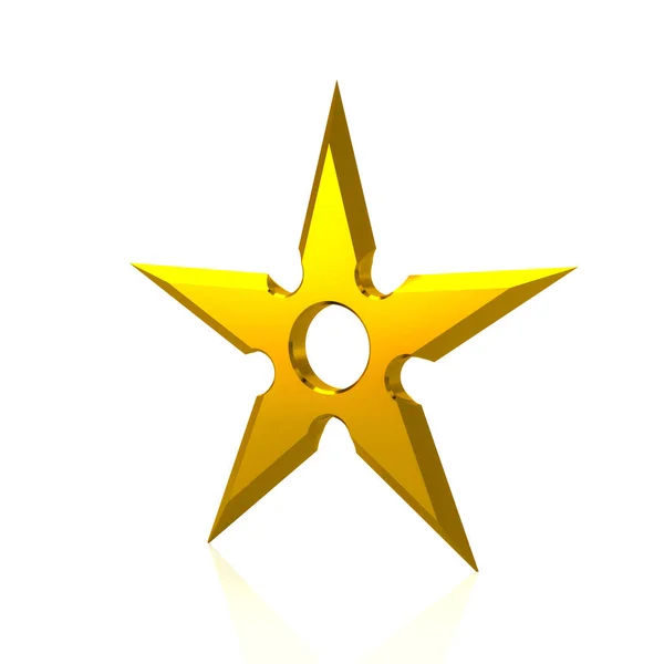 Золотой шурикен 3d — стоковое фото