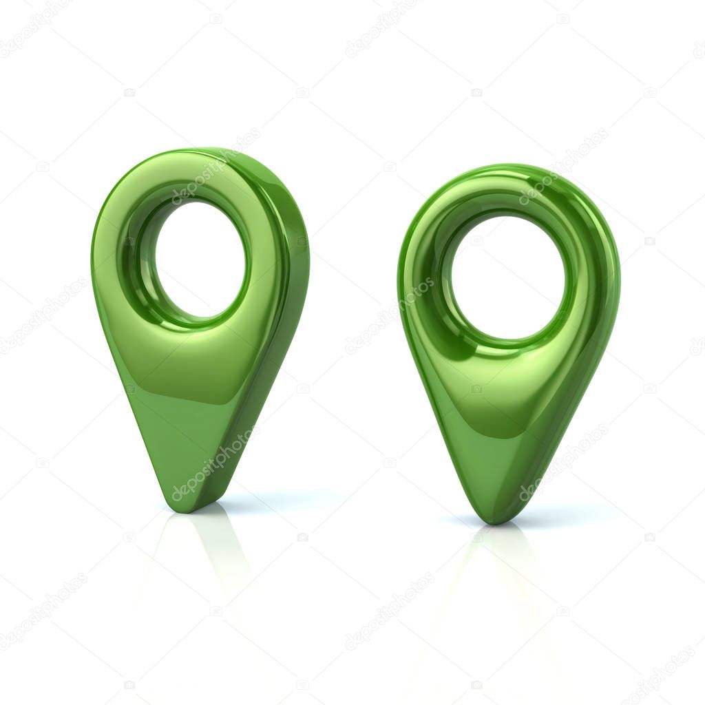 Two green map pins