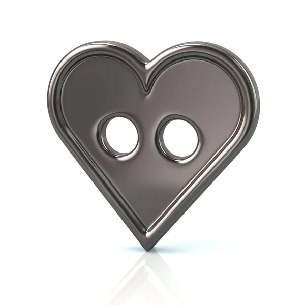 Silver button in the shape of a heart — Stock Photo, Image