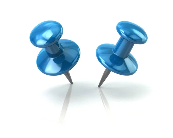 Δύο μπλε push καρφίτσες — Φωτογραφία Αρχείου