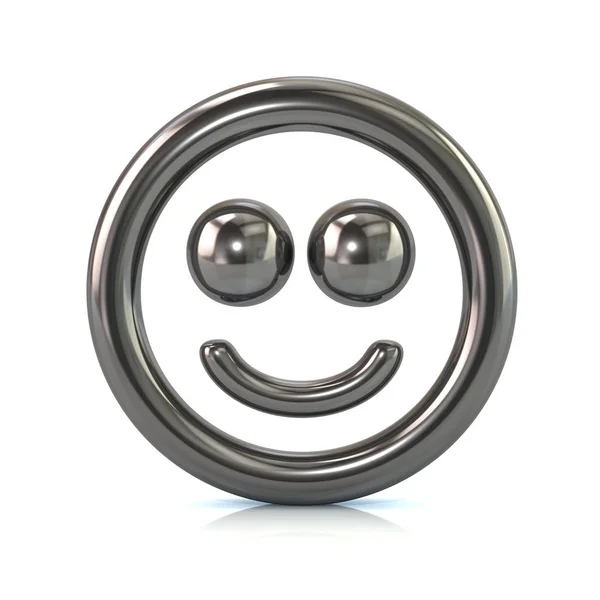 Zilveren glimlach gezicht pictogram — Stockfoto