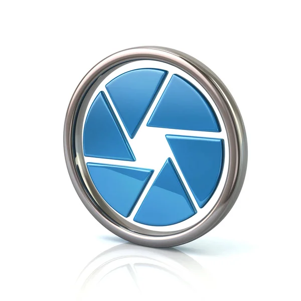 Blue camera objective icon — Stock Photo, Image