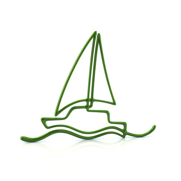 Green sailboat icon — Stock Photo, Image