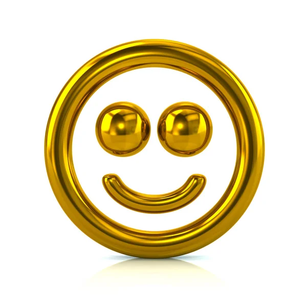 Golden smile face icon — Stock Photo, Image