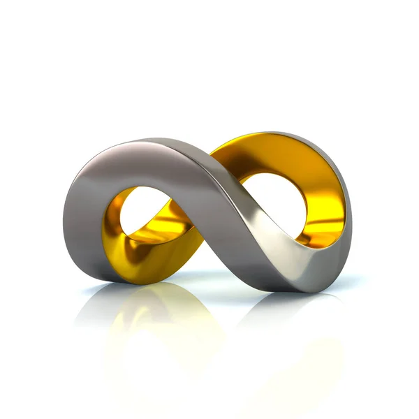 Silver och golden infinity symbol 3d-rendering — Stockfoto