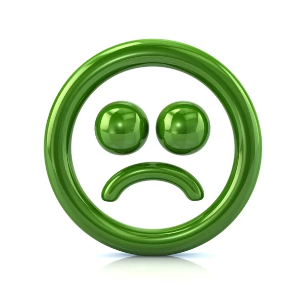 Gröna sorgsna ansikte ikon — Stockfoto