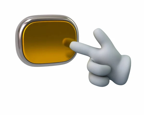 Ręka wyświetlone złoty przycisk — Zdjęcie stockowe