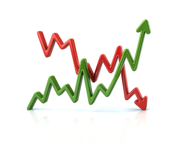 Business graph with green and red arrows — Stock Photo, Image