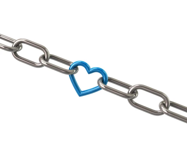Łańcuch z serca niebieski link — Zdjęcie stockowe