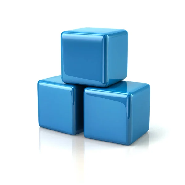 Trois cubes bleus — Photo