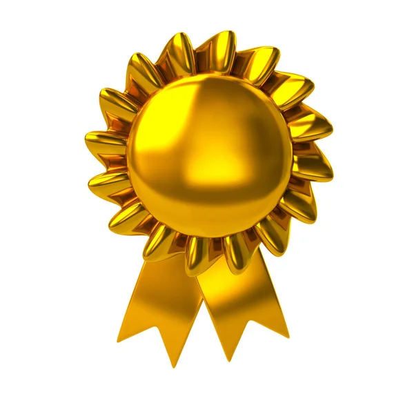 Golden badge with ribbons — Stock Photo, Image