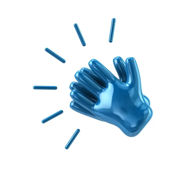 Mãos azuis batendo ícone — Fotografia de Stock
