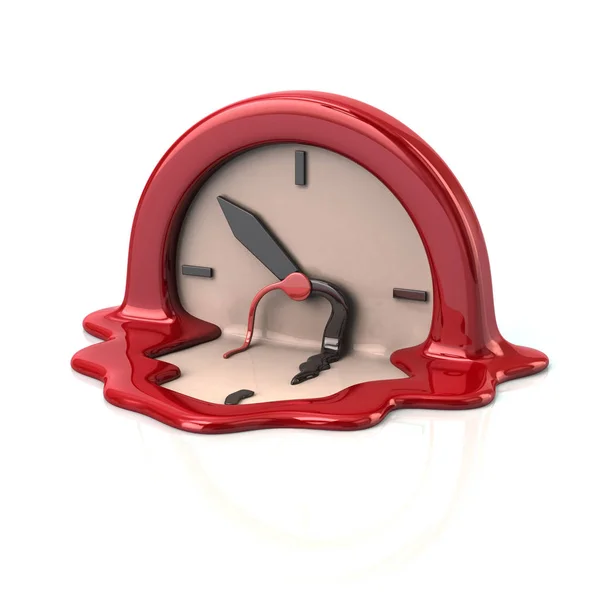 Surrealen Stil schmelzende rote Uhr Konzept — Stockfoto