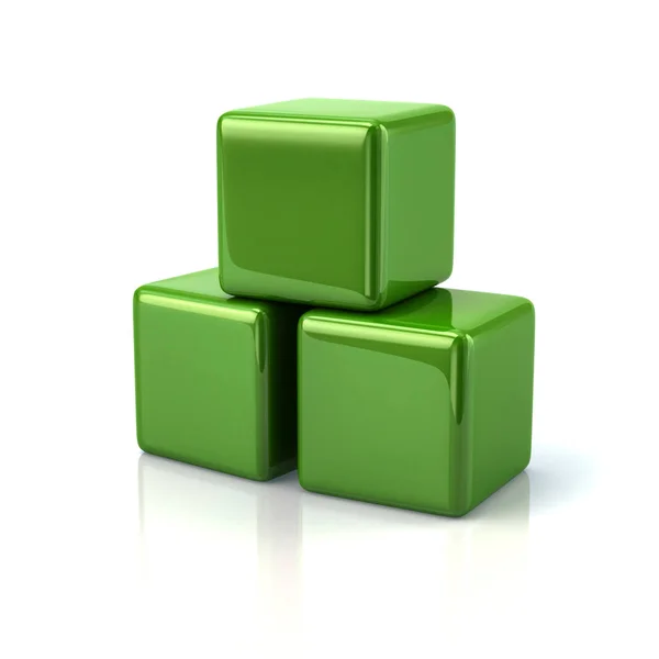 Three creen cubes — Stock Photo, Image